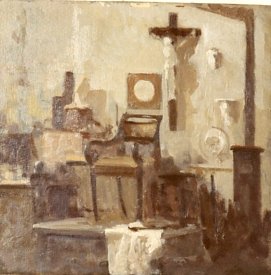 1910 ca. - Interno con crocefisso